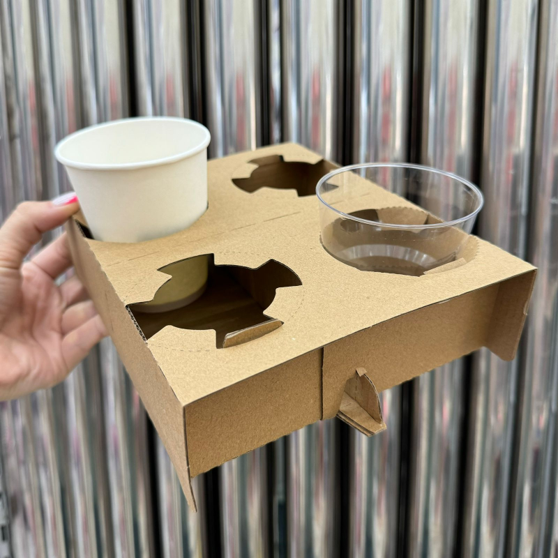 Изображение Держатель картонный под 4 стакана и креманки